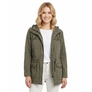 Levis Jacket Womens  Large Hooded Green Anorak Military Jacket